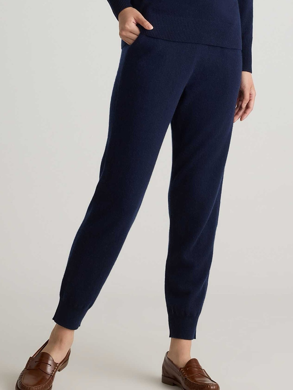 Quince Mongolian Cashmere Jogger Knit Pants True Navy Drawstring Waist Lounge XL